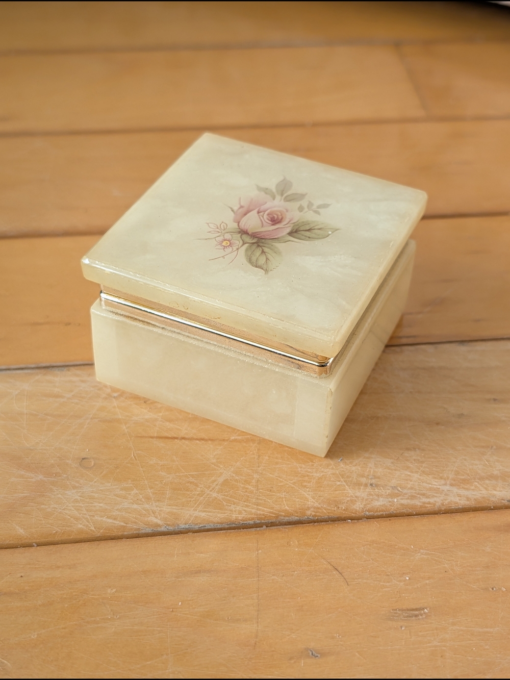 Vtg Birks Alabaster Trinket Box